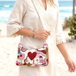 Heart and Lipstick Beaded Shoulder Bag