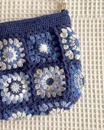 Navy Crochet Granny Square Shoulder Bag