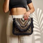 Black Beaded Fringe Shoulder Bag