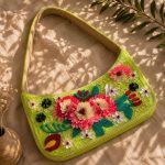 Green Floral Beaded Shoulder Bag