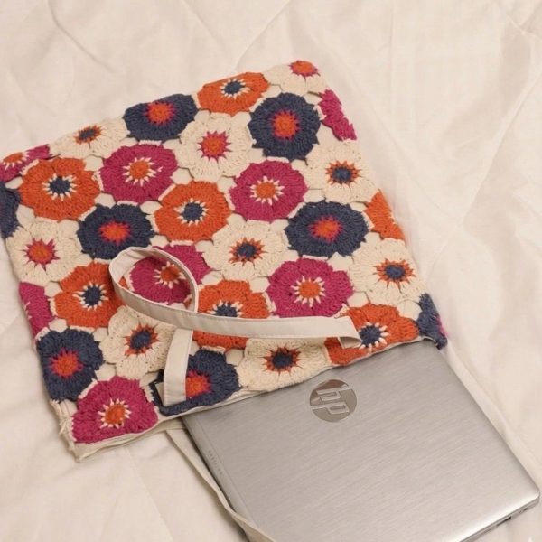 Colorful Floral Crochet Tote Bag