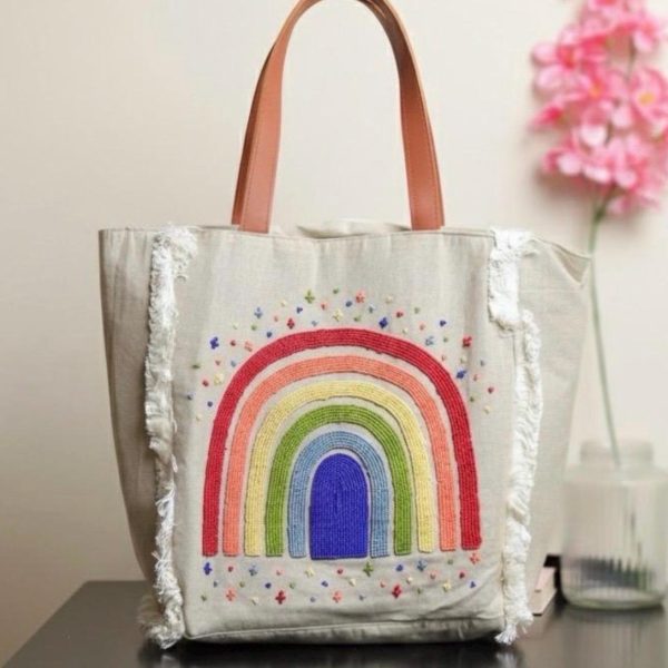Rainbow Embroidered Tote Bag