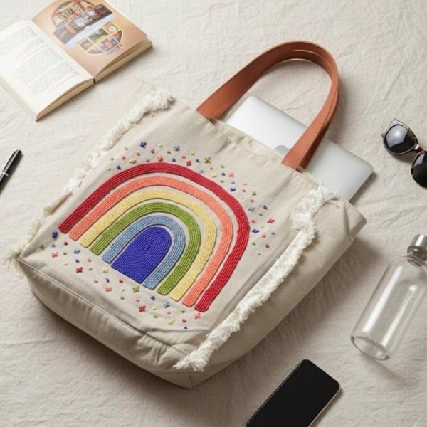 Rainbow Embroidered Tote Bag