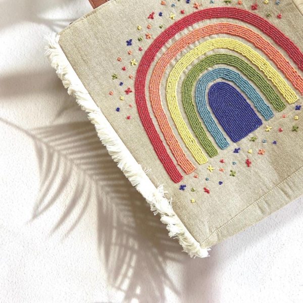 Rainbow Embroidered Tote Bag