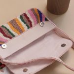 Colorful Striped Beaded Shoulder Bag
