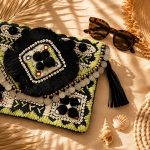 Black Embroidered Tassel Clutch Bag
