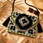 Black Embroidered Tassel Clutch Bag