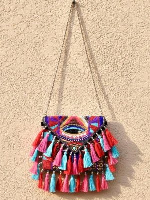 Colorful Tassel Crossbody Bag