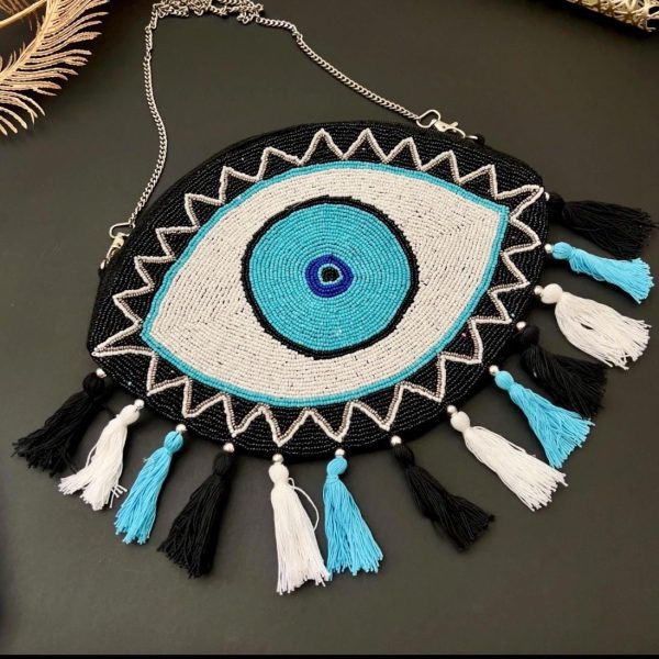 Evil Eye Beaded Clutch Bag