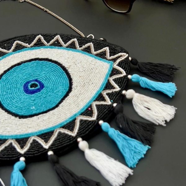 Evil Eye Beaded Clutch Bag