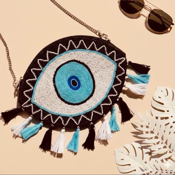 Evil Eye Beaded Clutch Bag