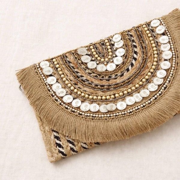 Bohemian Coin Fringe Clutch Bag