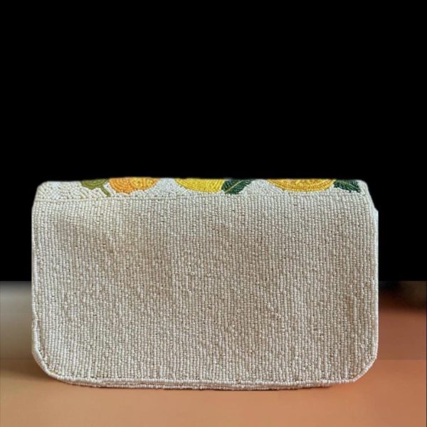Citrus Fruit Beaded Clutch Bag