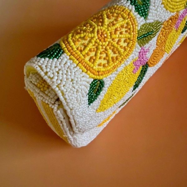 Citrus Fruit Beaded Clutch Bag