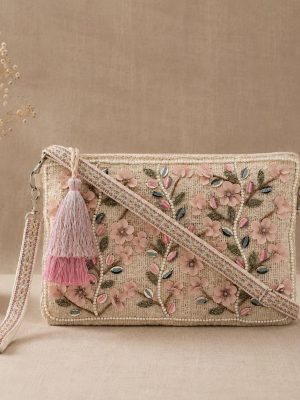Blush Floral Embroidered Crossbody Bag