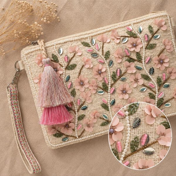 Blush Floral Embroidered Crossbody Bag