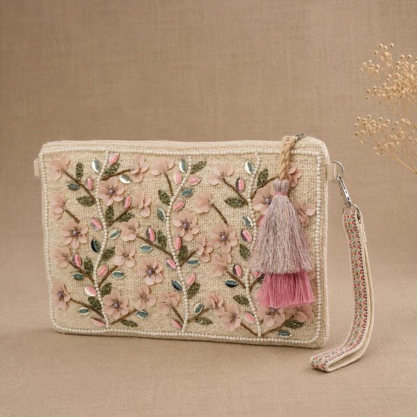 Blush Floral Embroidered Crossbody Bag