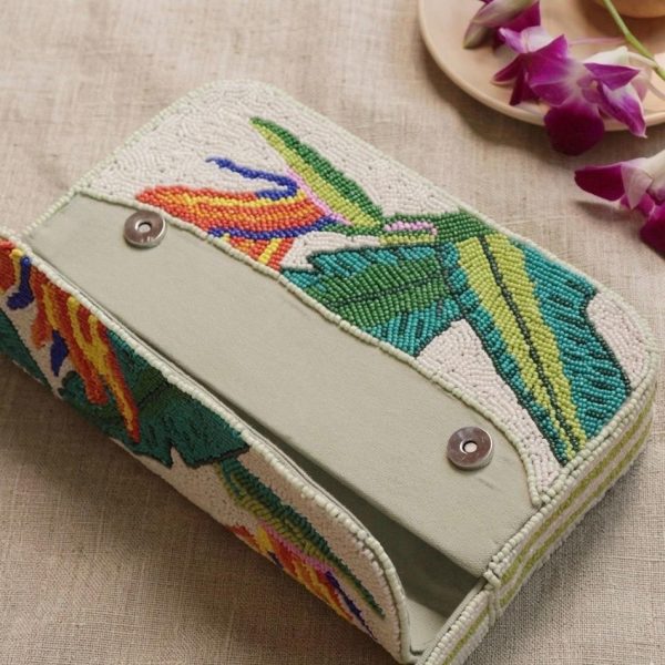 Tropical Floral Beaded Shoulder Bag