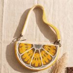 Yellow Citrus Beaded Wristlet Bag